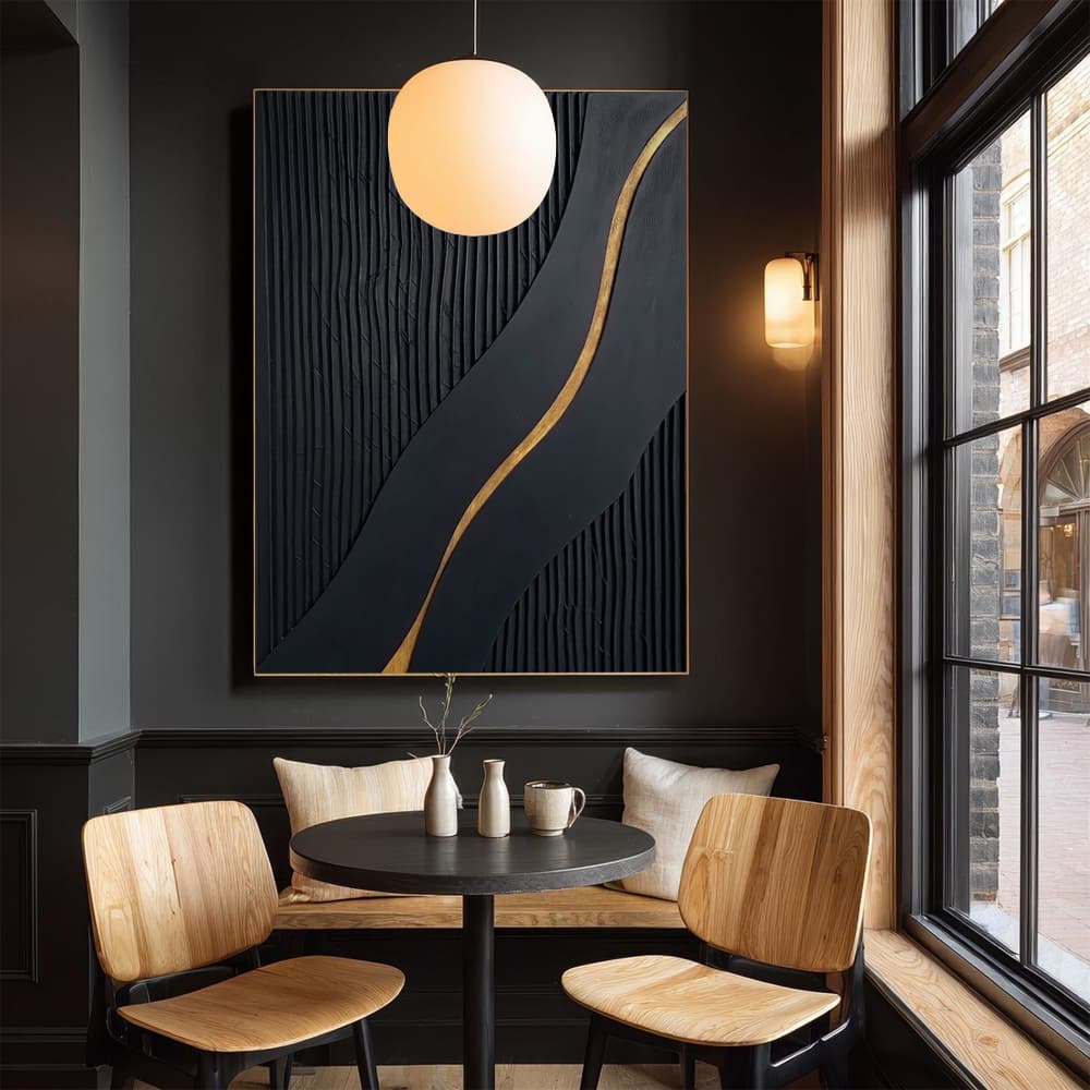 BLACK TEXTURED ART "GOLDEN PATH"