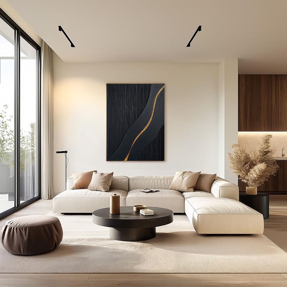 BLACK TEXTURED ART "GOLDEN PATH"