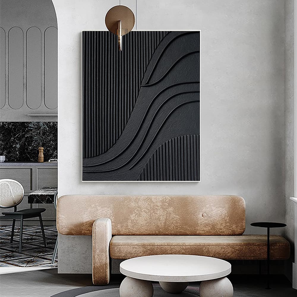 BLACK TEXTURED ART "DEEP CURRENTS"