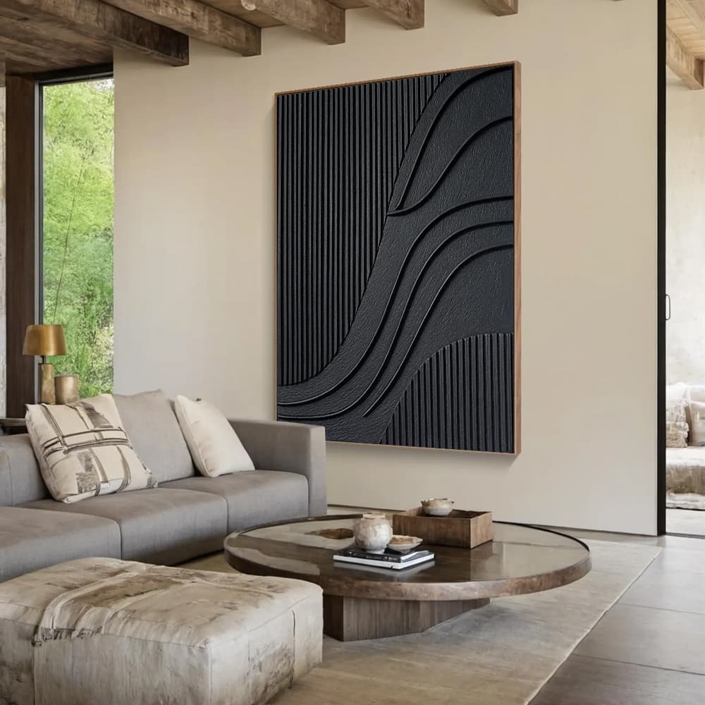 BLACK TEXTURED ART "DEEP CURRENTS"