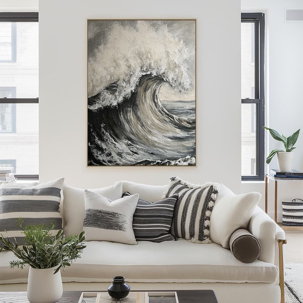 MONOCHROMATIC PAINTING: "GREY WAVES"