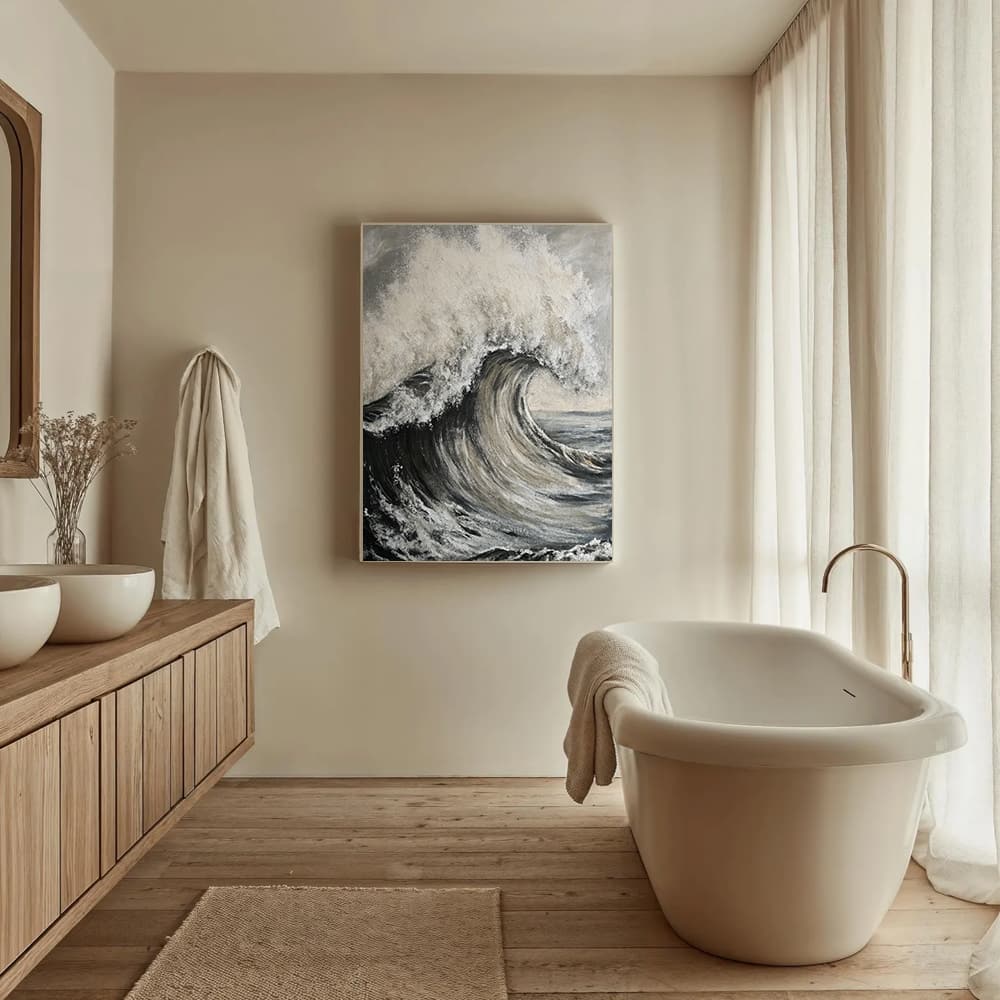 MONOCHROMATIC PAINTING: "GREY WAVES"