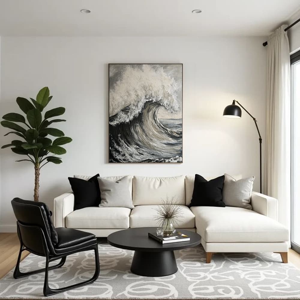 MONOCHROMATIC PAINTING: "GREY WAVES"