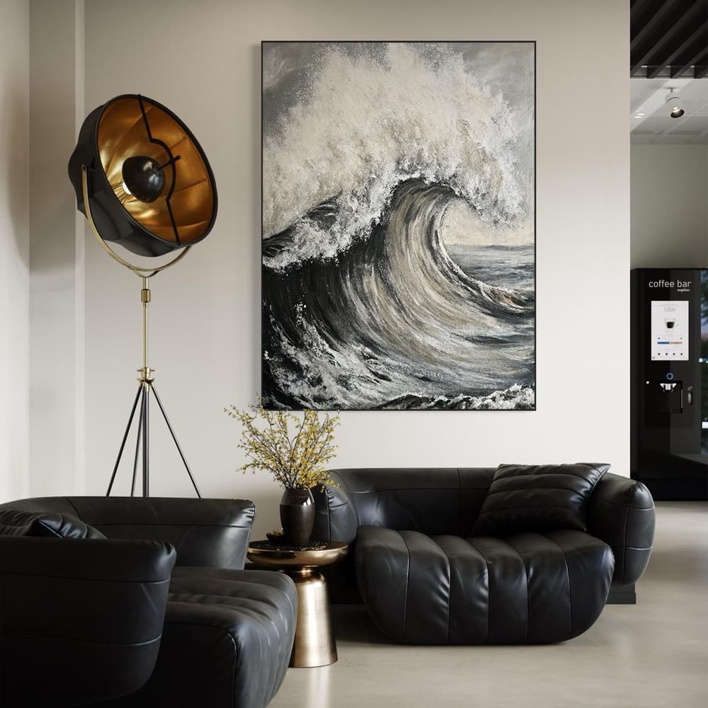 MONOCHROMATIC PAINTING: "GREY WAVES"