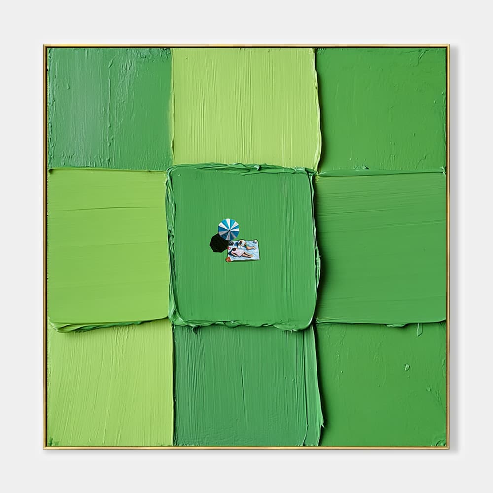 GREEN ABSTRACT ART "VERDANT SANCTUARY"