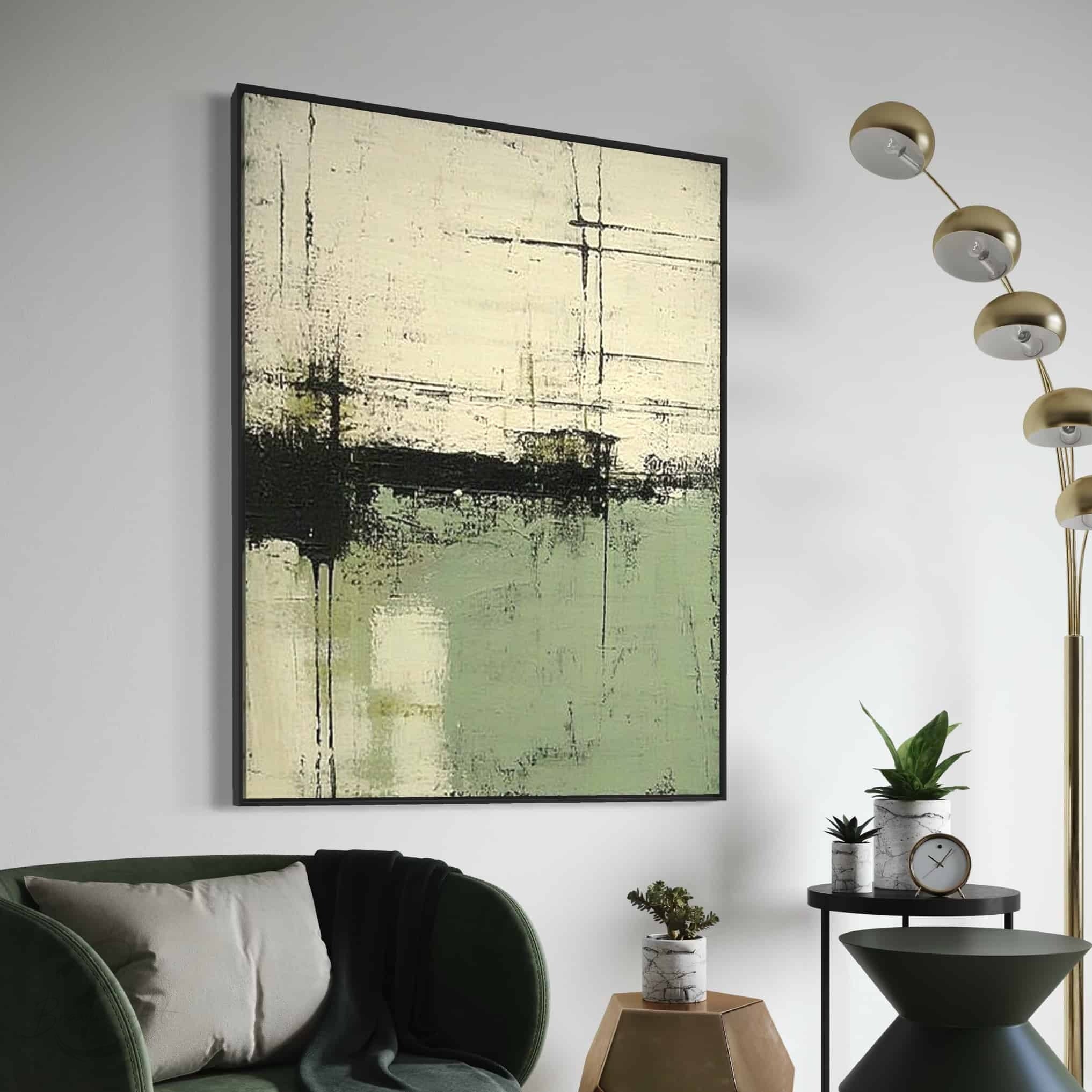 GREEN ABSTRACT ART "DISTANT SHORES"