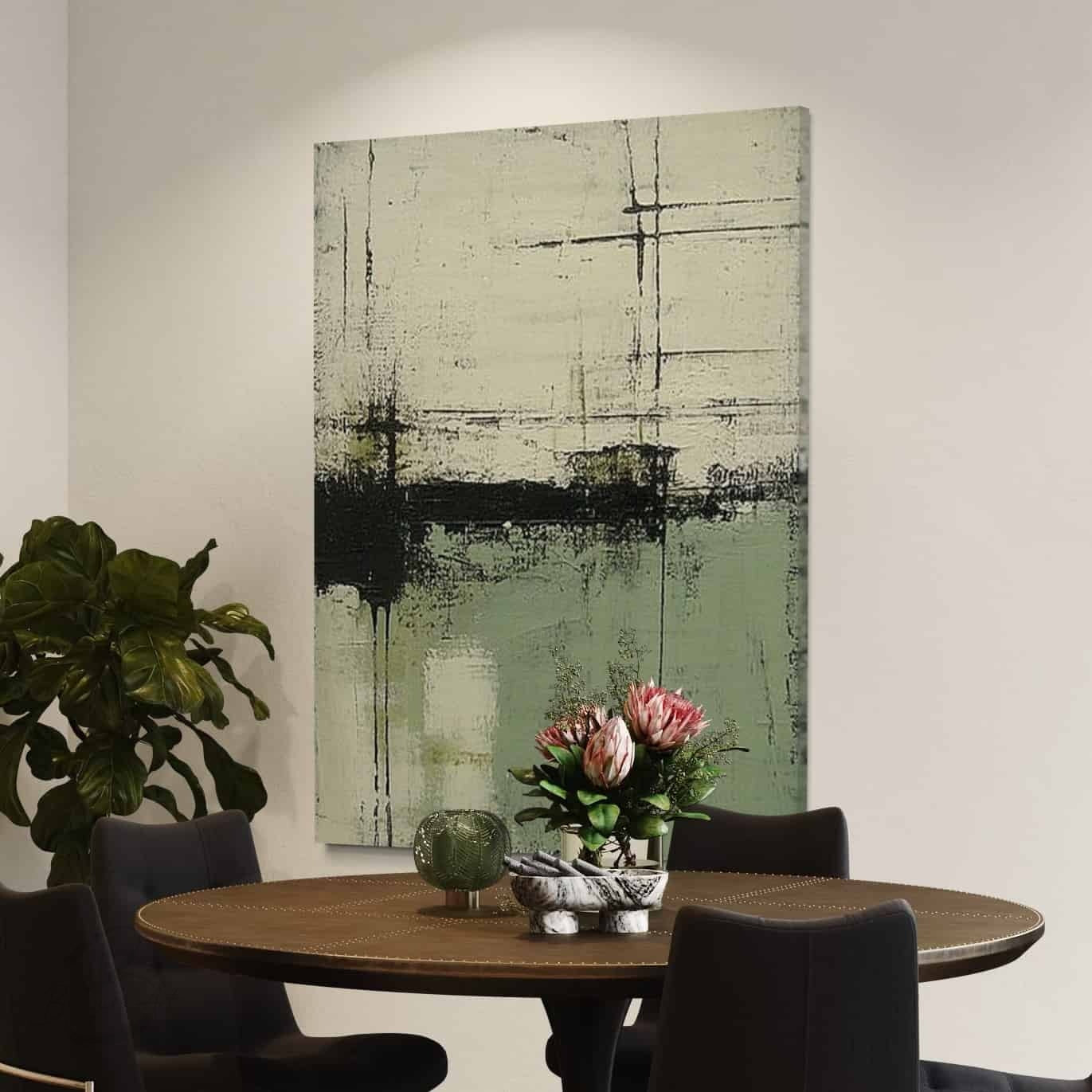 GREEN ABSTRACT ART "DISTANT SHORES"