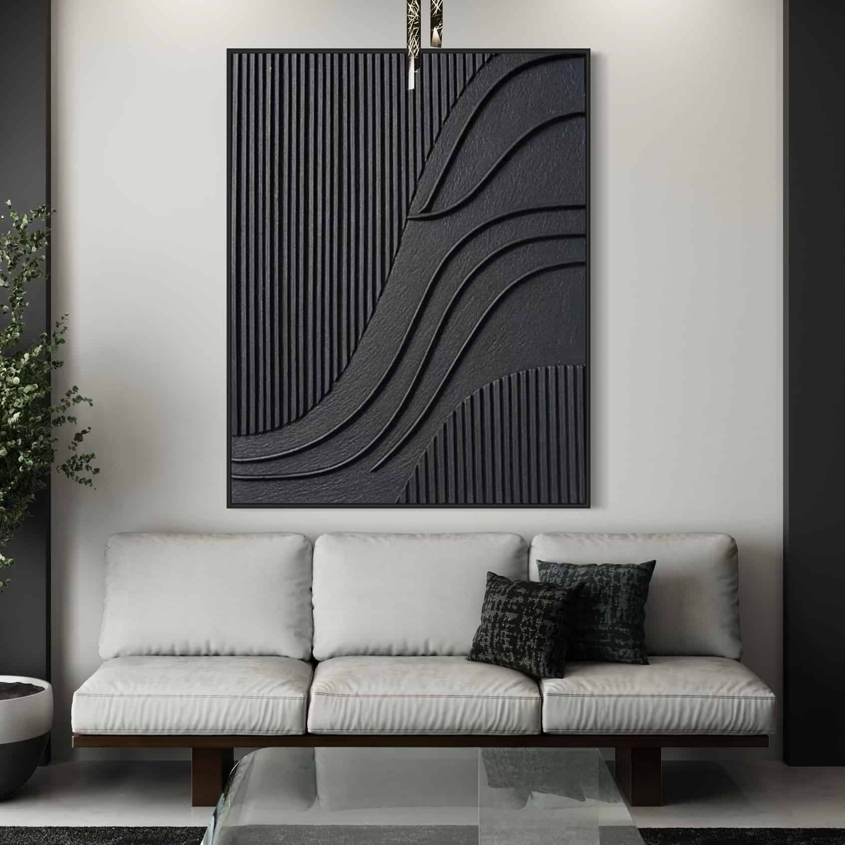 BLACK TEXTURED ART "DEEP CURRENTS"