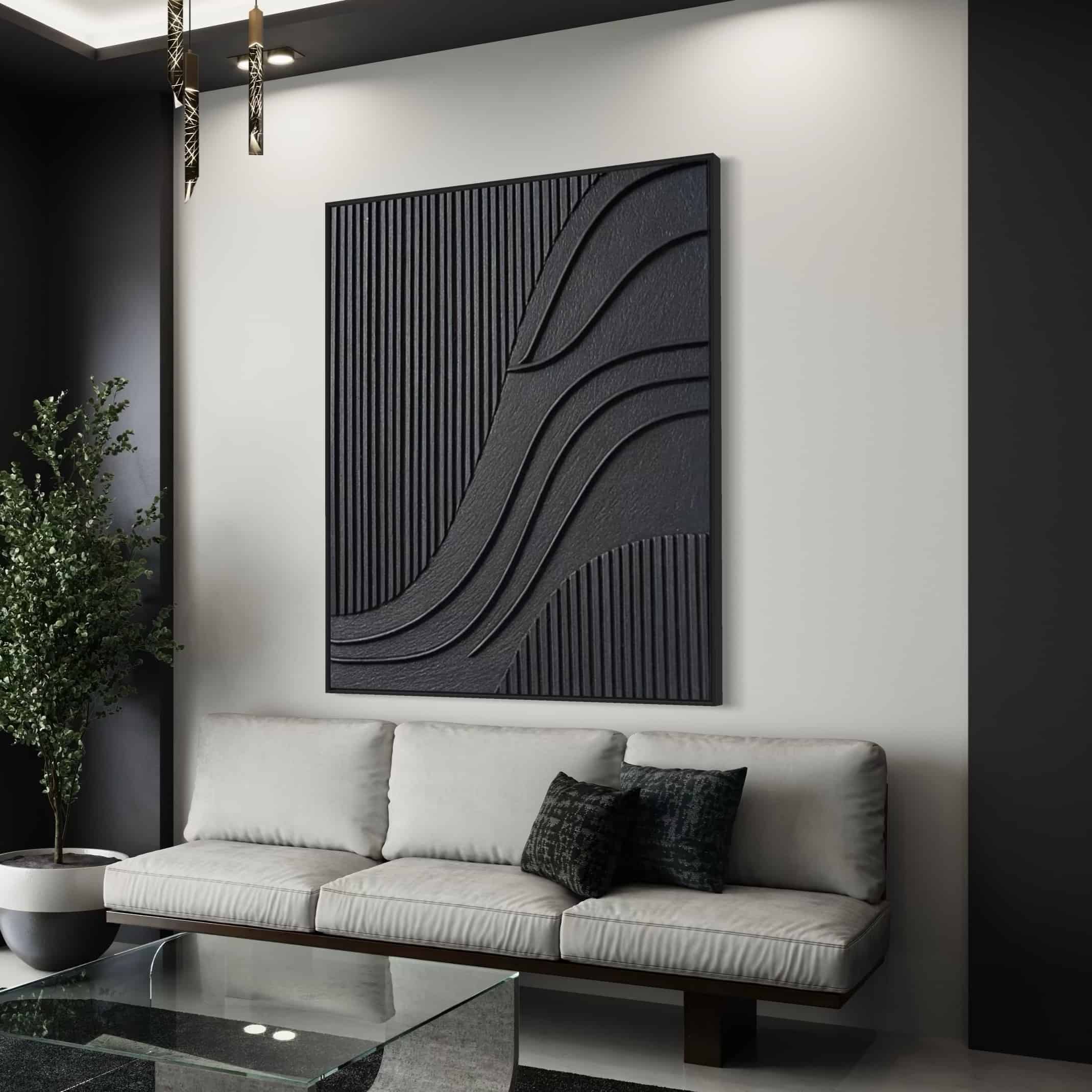 BLACK TEXTURED ART "DEEP CURRENTS"