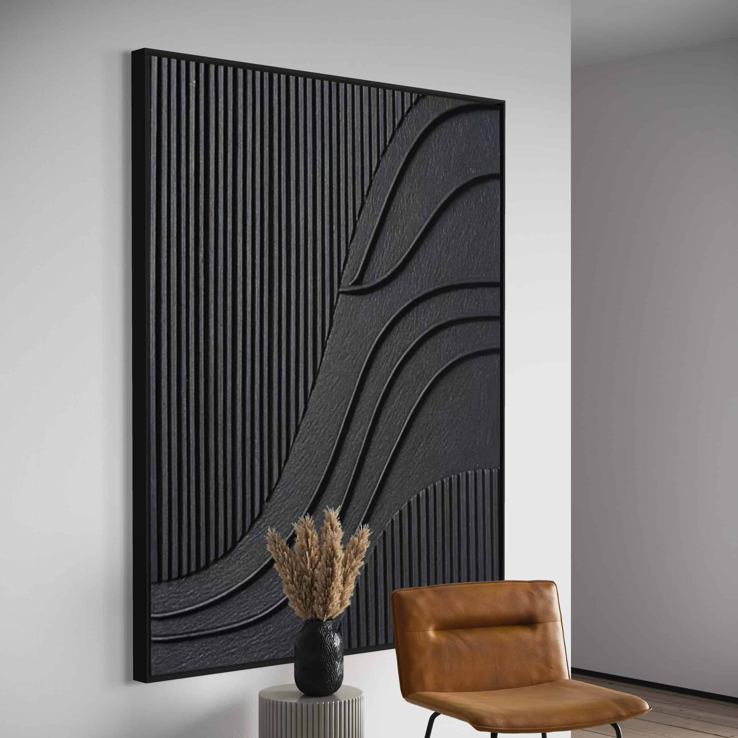 BLACK TEXTURED ART "DEEP CURRENTS"
