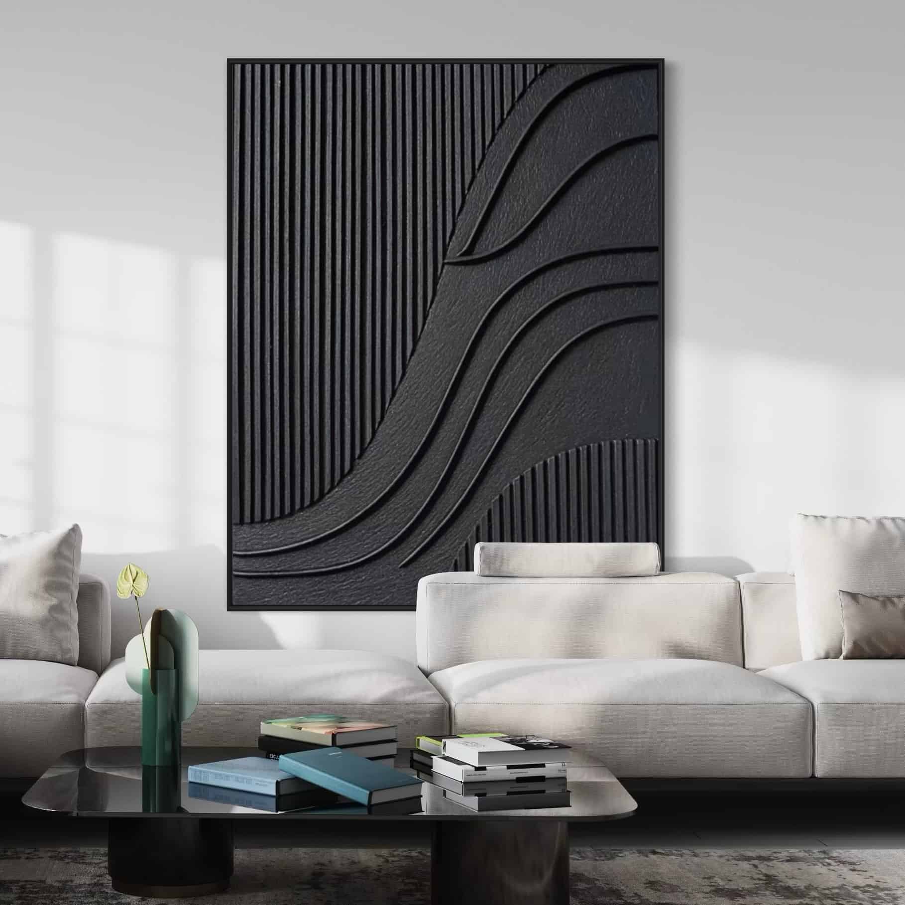 BLACK TEXTURED ART "DEEP CURRENTS"