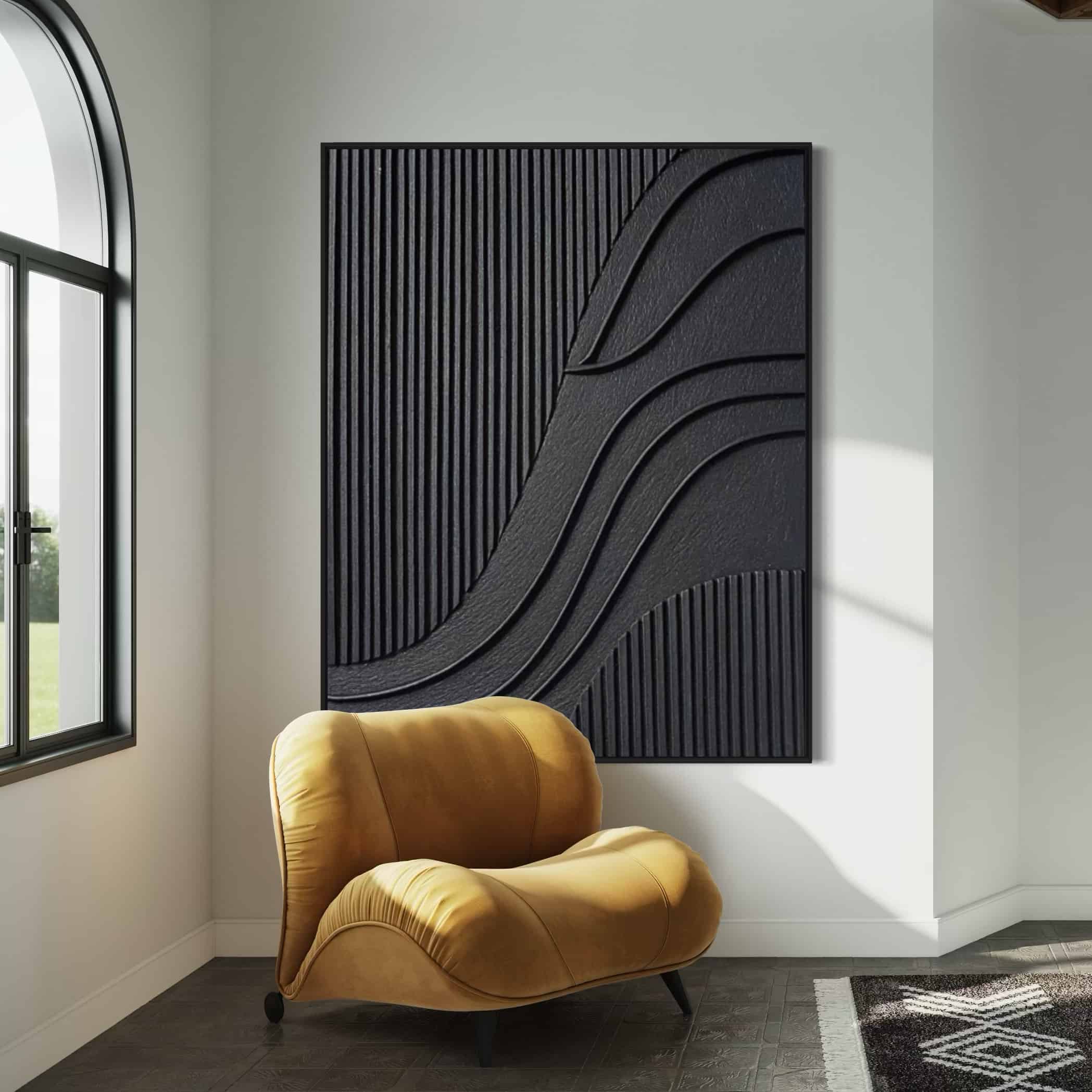 BLACK TEXTURED ART "DEEP CURRENTS"