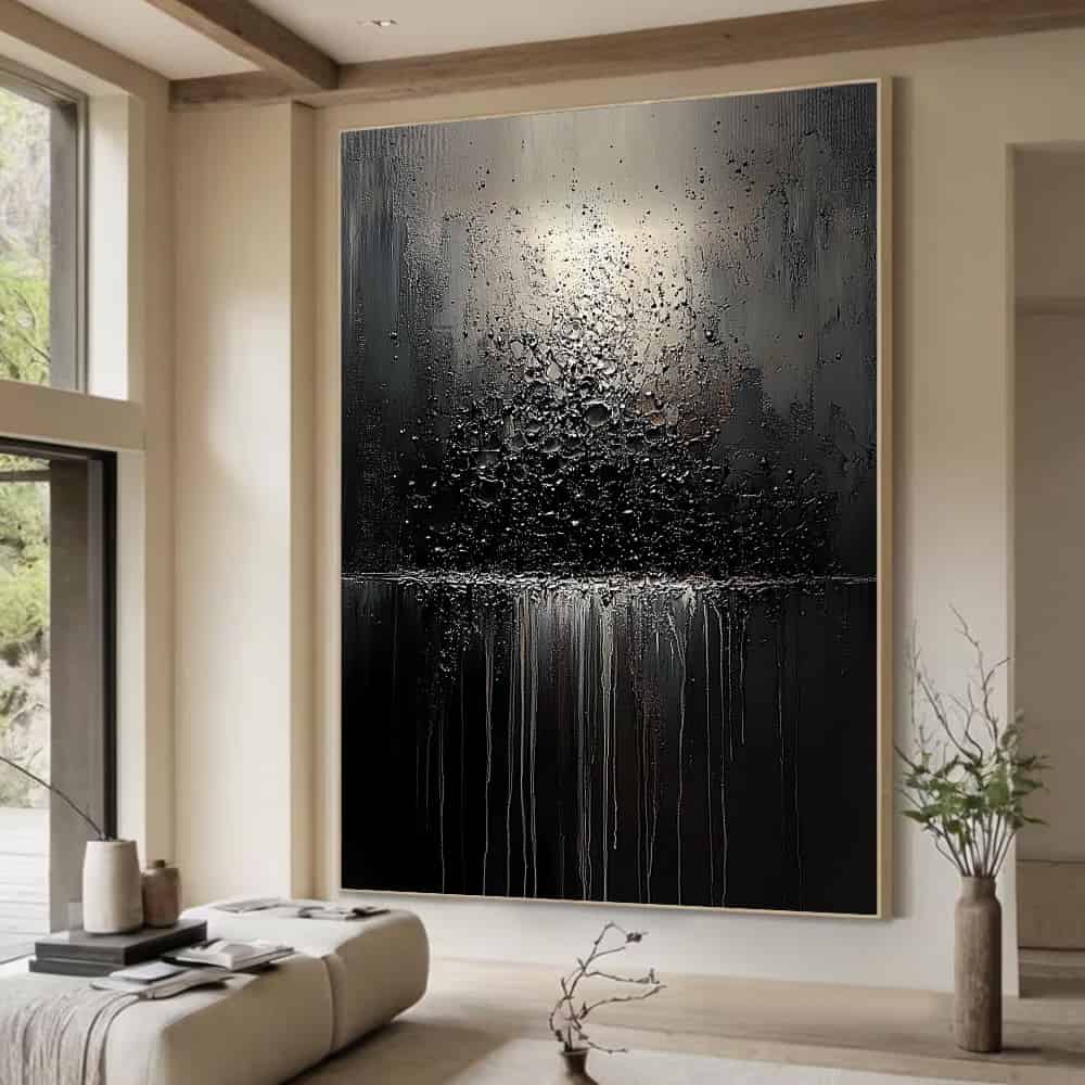 BLACK TEXTURED ART "CINDER BLEED"