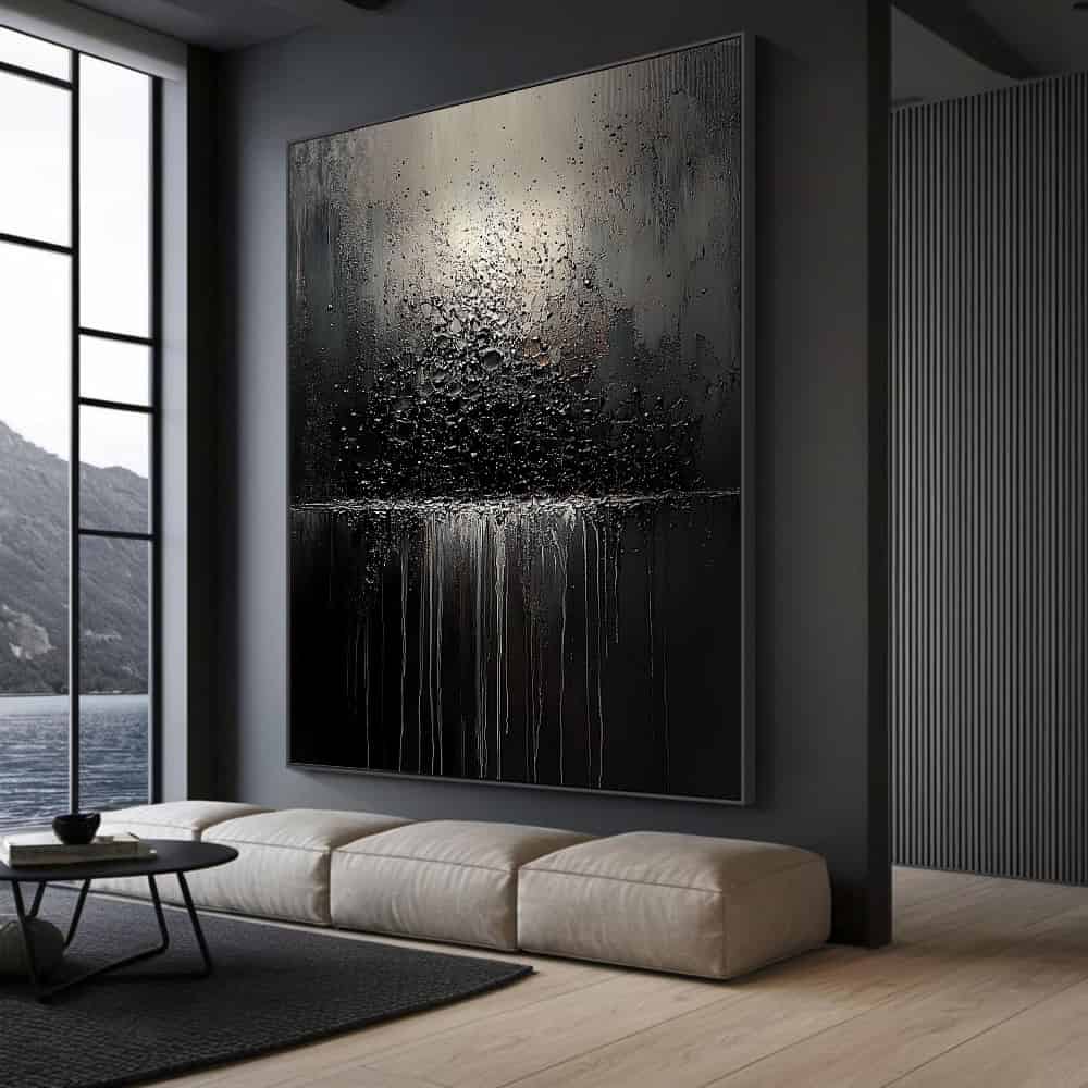 BLACK TEXTURED ART "CINDER BLEED"