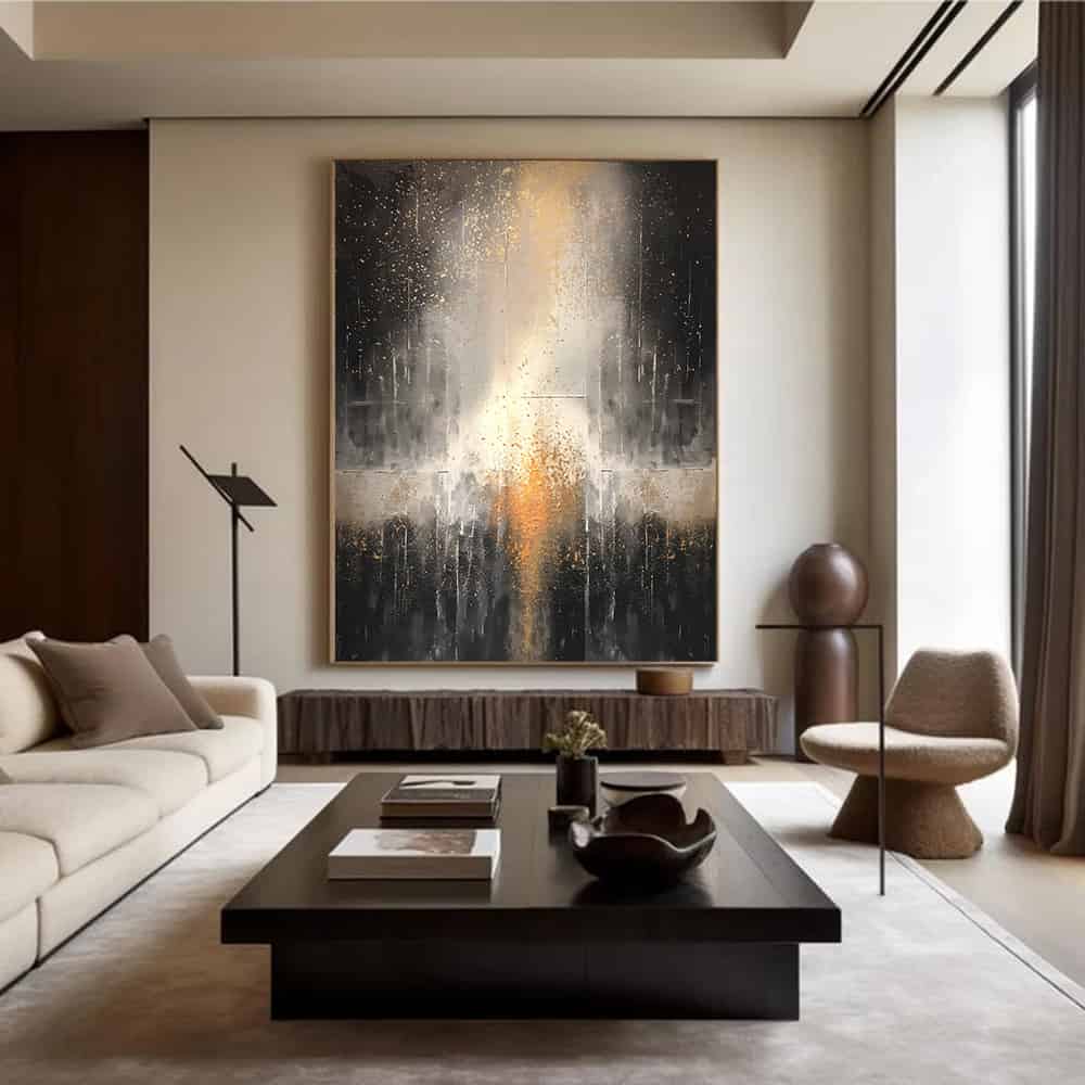 BLACK TEXTURED ART "EMBERFALL"
