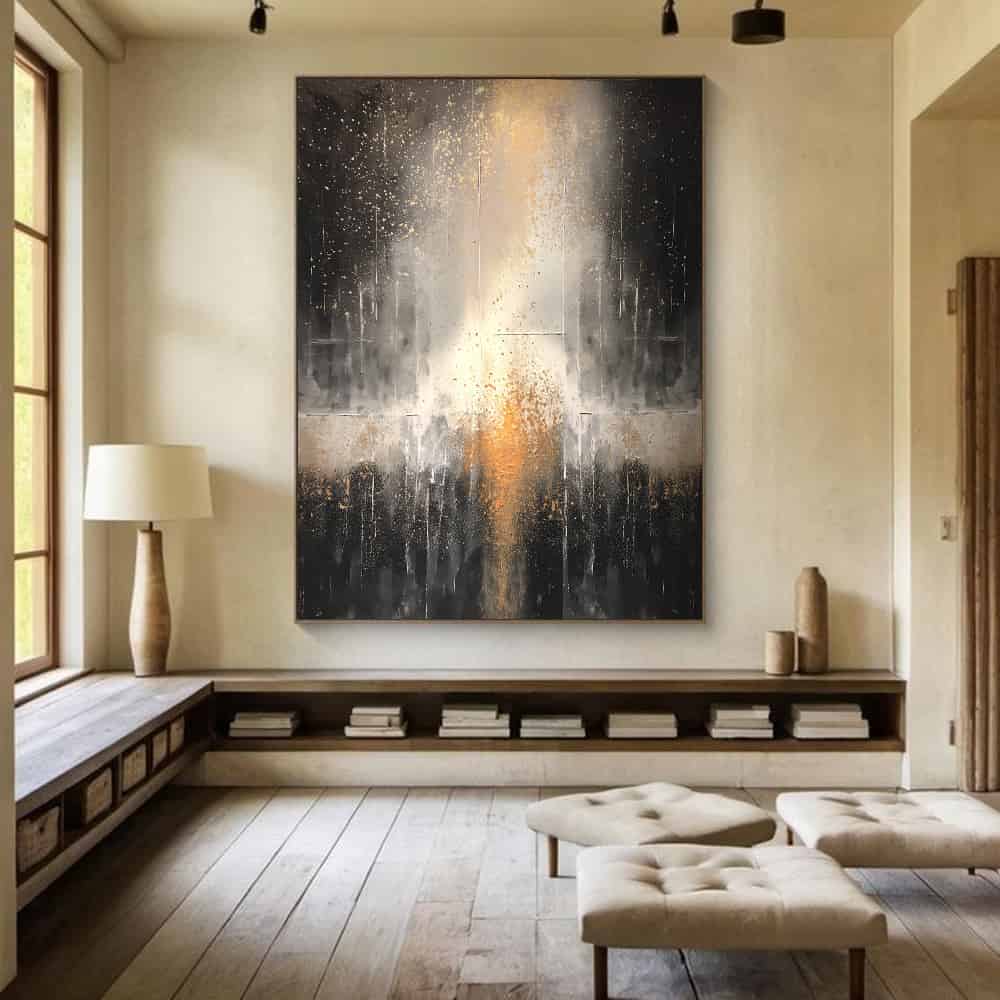 BLACK TEXTURED ART "EMBERFALL"