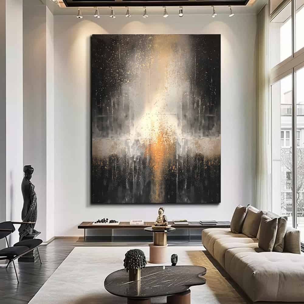 BLACK TEXTURED ART "EMBERFALL"