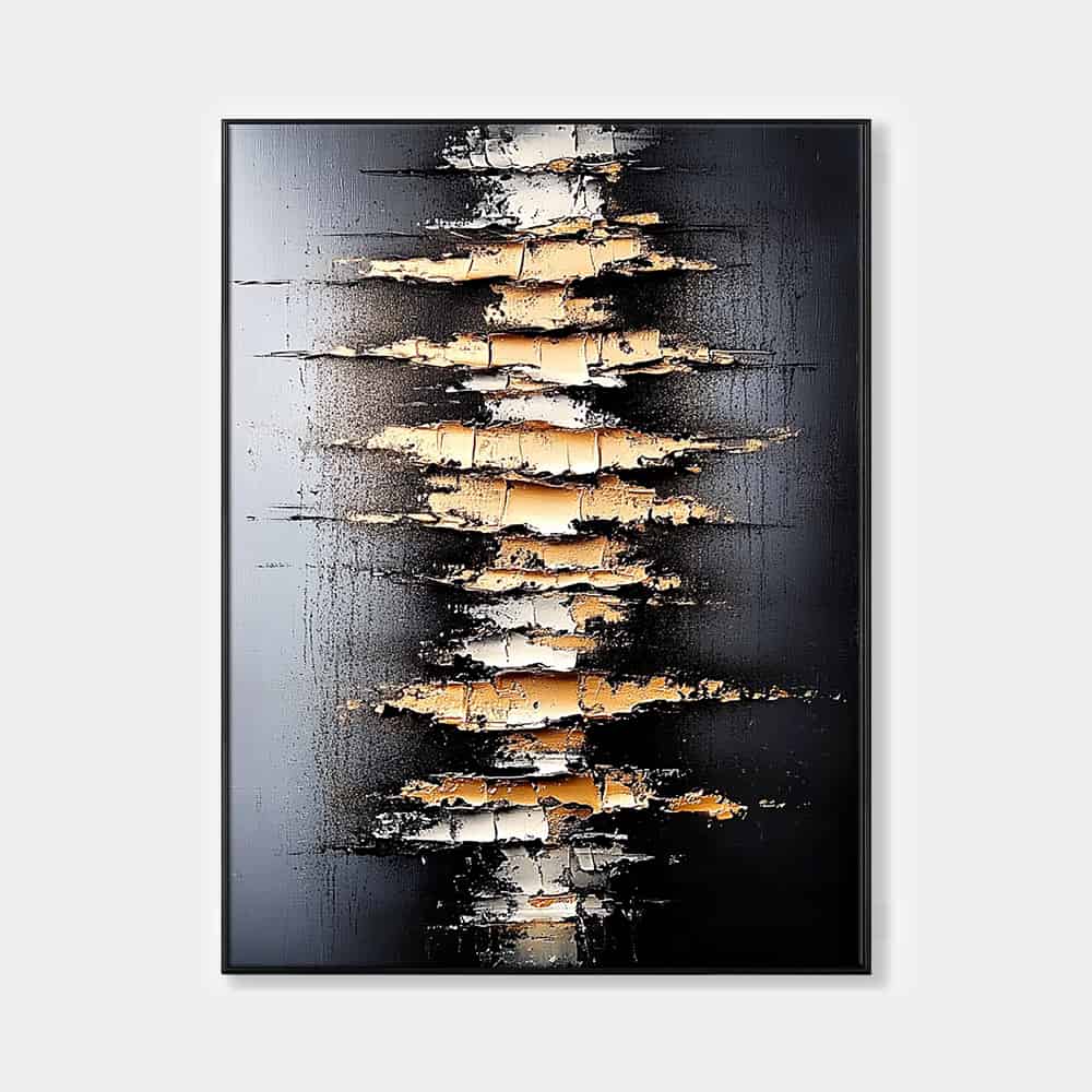 BLACK TEXTURED ART "FRACTURED CORE"