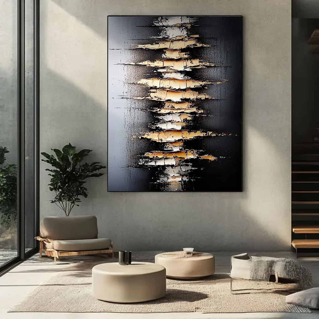 BLACK TEXTURED ART "FRACTURED CORE"