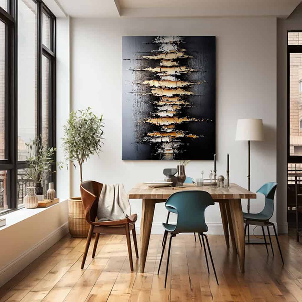BLACK TEXTURED ART "FRACTURED CORE"