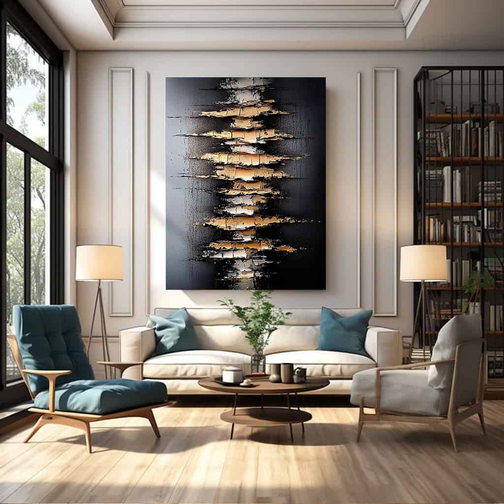 BLACK TEXTURED ART "FRACTURED CORE"