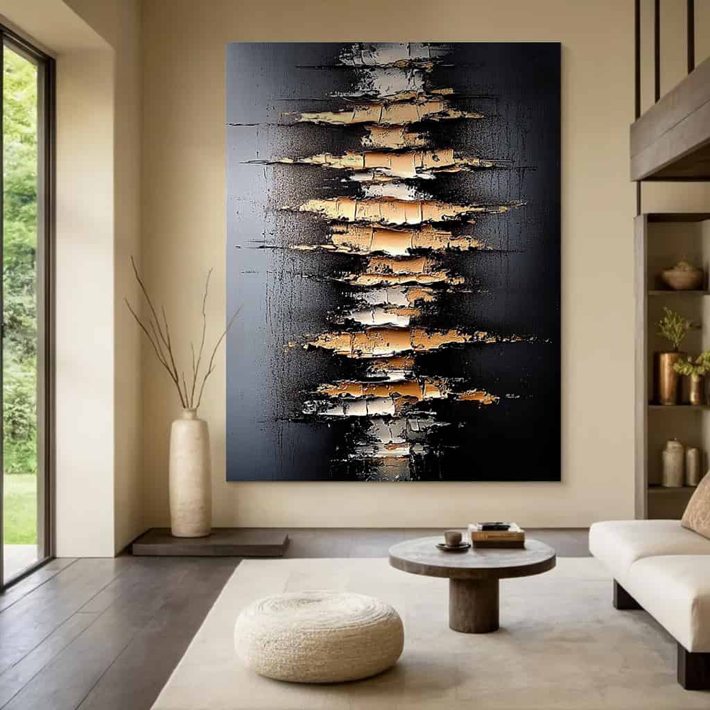 BLACK TEXTURED ART "FRACTURED CORE"