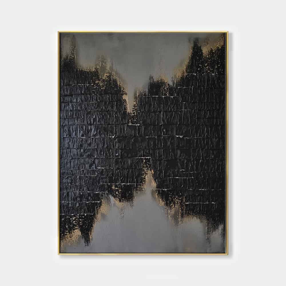 BLACK TEXTURED ART "GILDED FRACTURE"