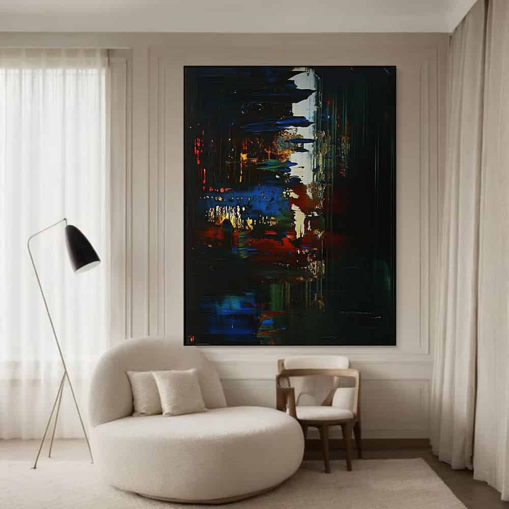BLACK TEXTURED ART "NEON CANYON"
