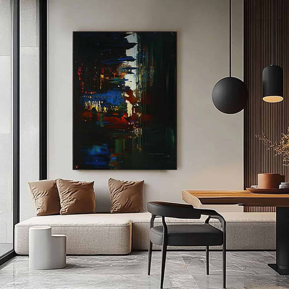 BLACK TEXTURED ART "NEON CANYON"