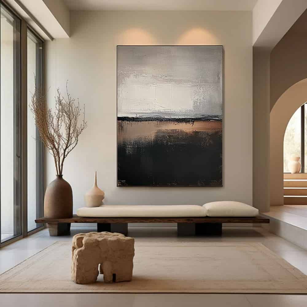 BLACK TEXTURED ART "SILENT HORIZON"