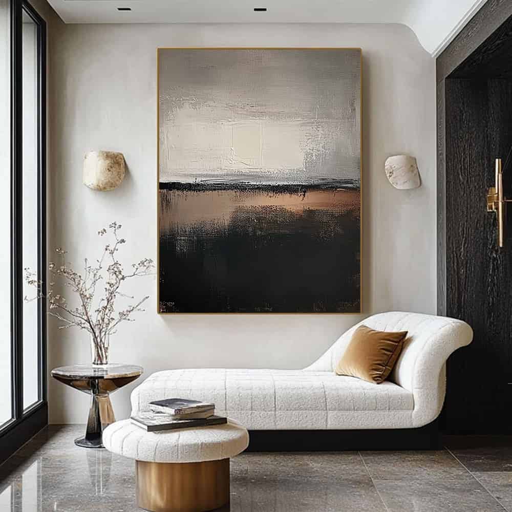 BLACK TEXTURED ART "SILENT HORIZON"
