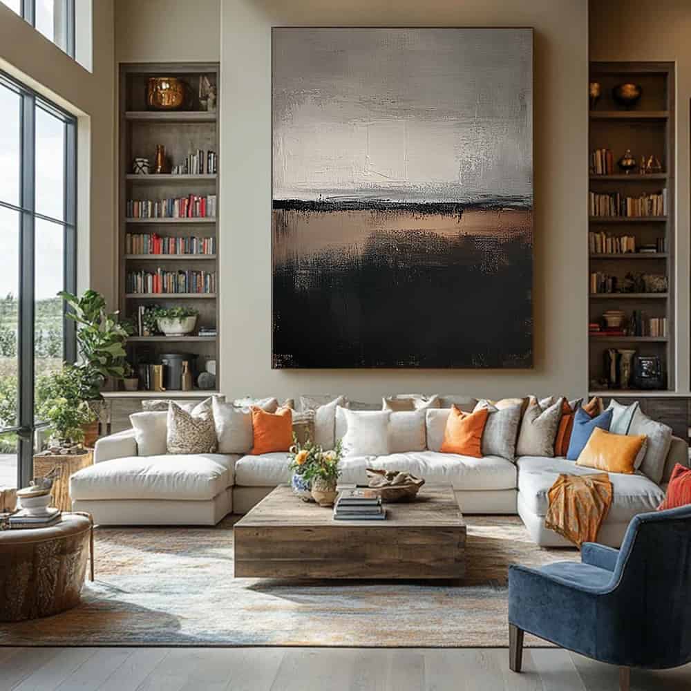 BLACK TEXTURED ART "SILENT HORIZON"