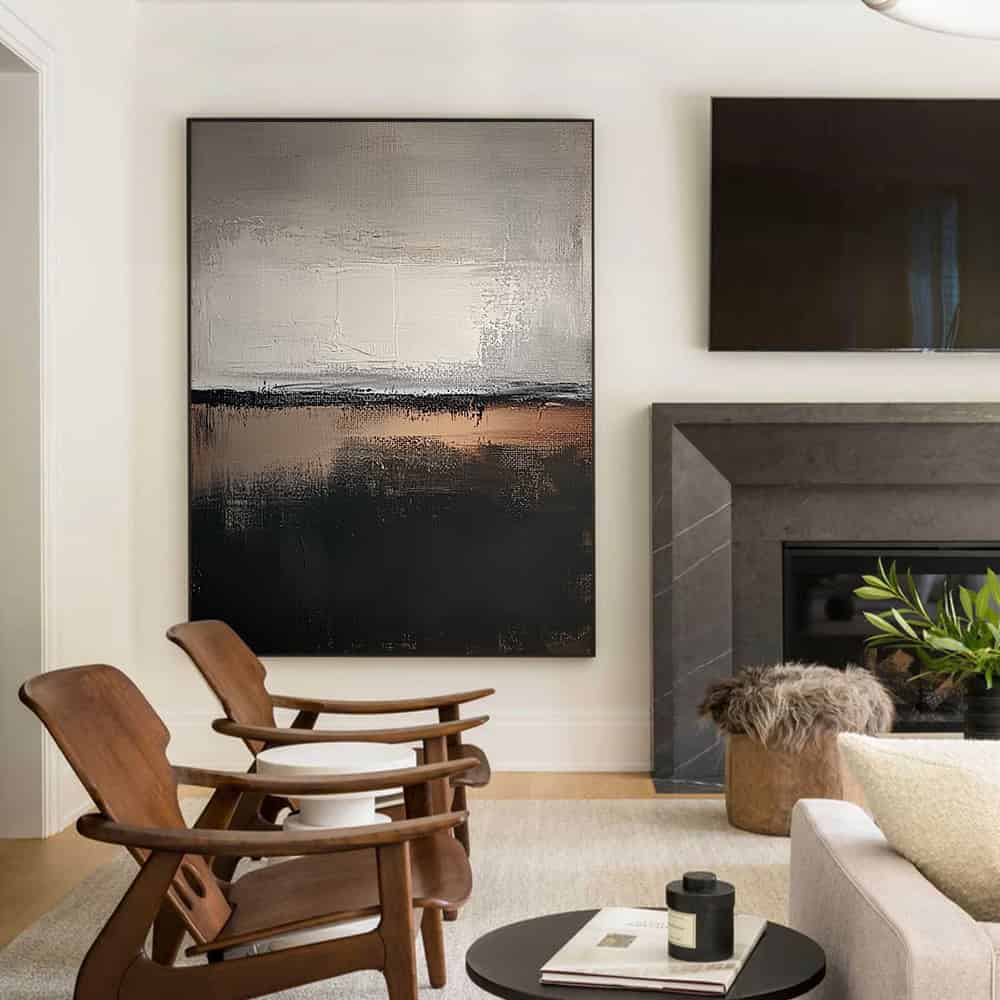 BLACK TEXTURED ART "SILENT HORIZON"