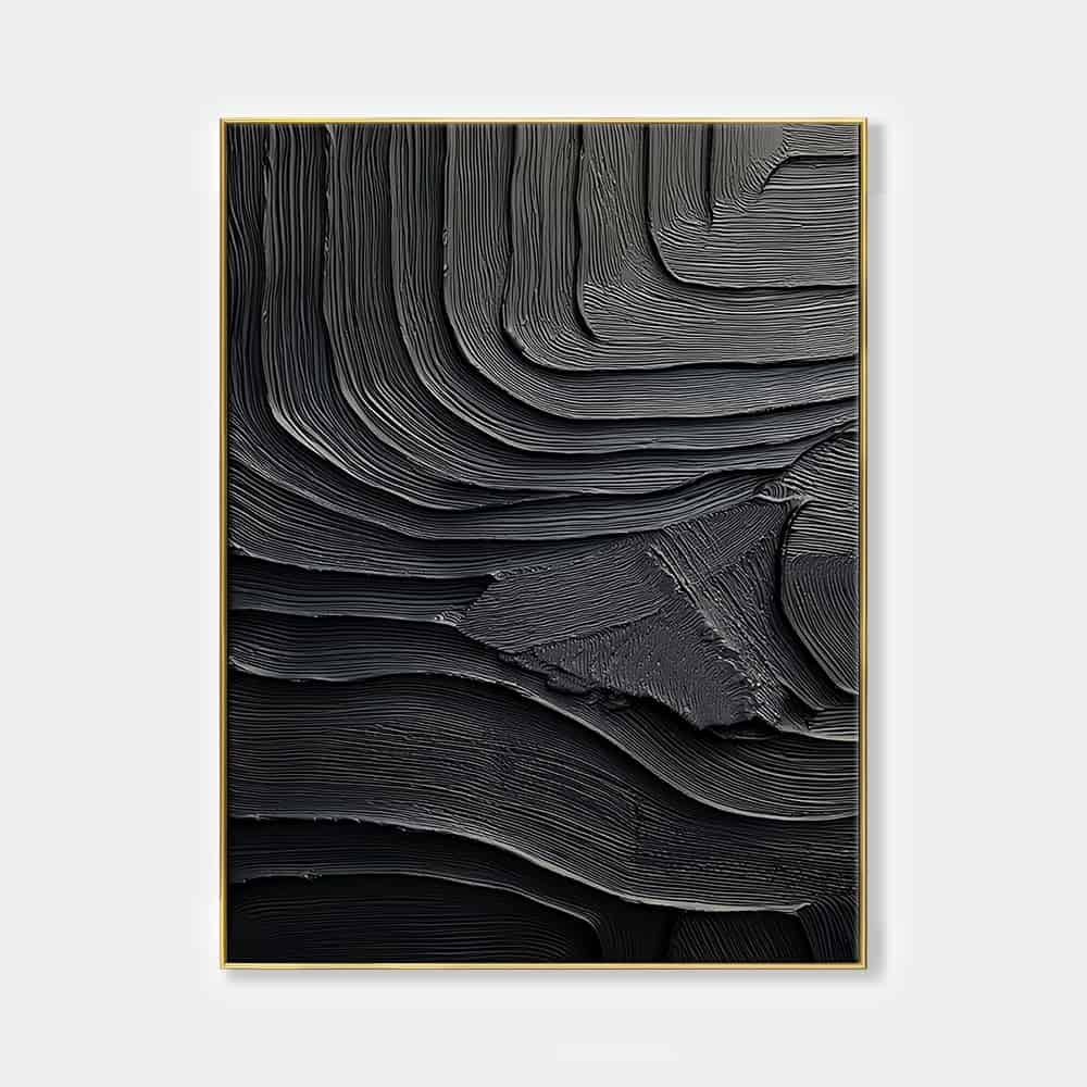 BLACK TEXTURED ART "STRATA"