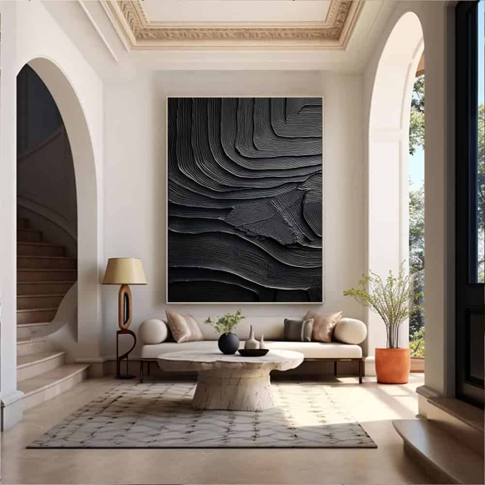 BLACK TEXTURED ART "STRATA"