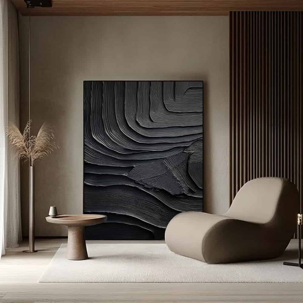 BLACK TEXTURED ART "STRATA"