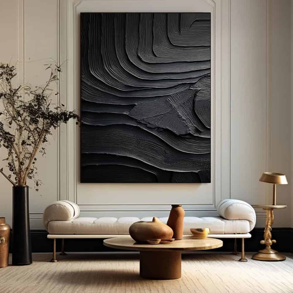 BLACK TEXTURED ART "STRATA"
