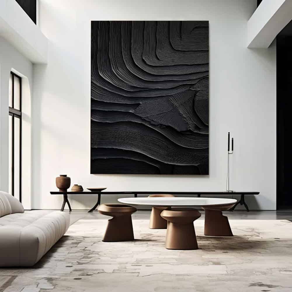 BLACK TEXTURED ART "STRATA"