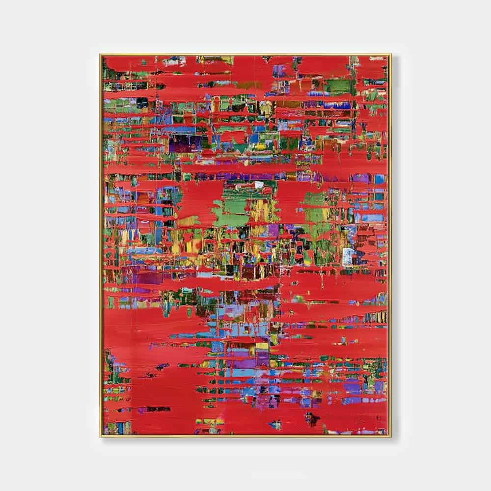 COLOR ABSTRACT ART "CRIMSON MATRIX"