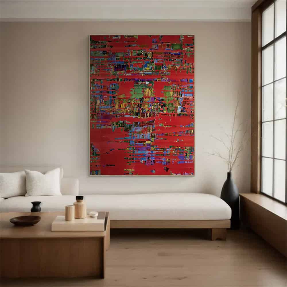 COLOR ABSTRACT ART "CRIMSON MATRIX"