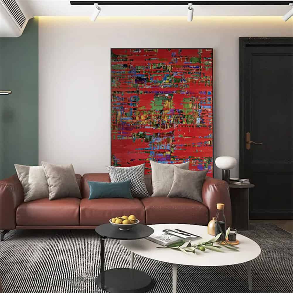 COLOR ABSTRACT ART "CRIMSON MATRIX"