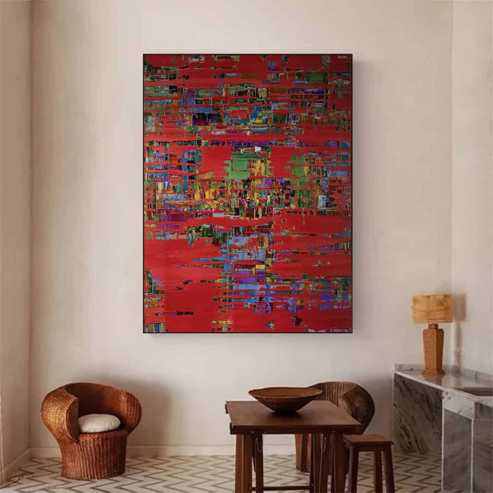 COLOR ABSTRACT ART "CRIMSON MATRIX"
