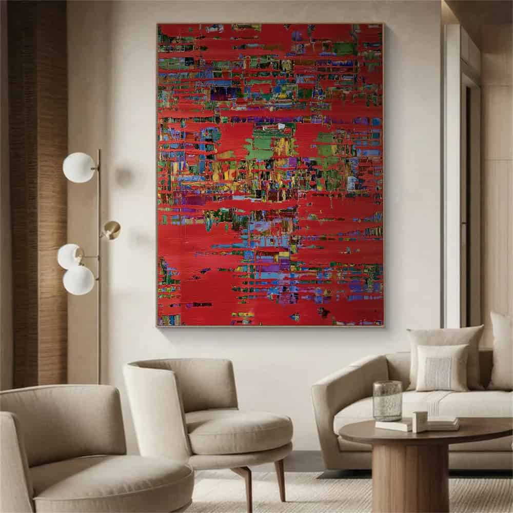 COLOR ABSTRACT ART "CRIMSON MATRIX"