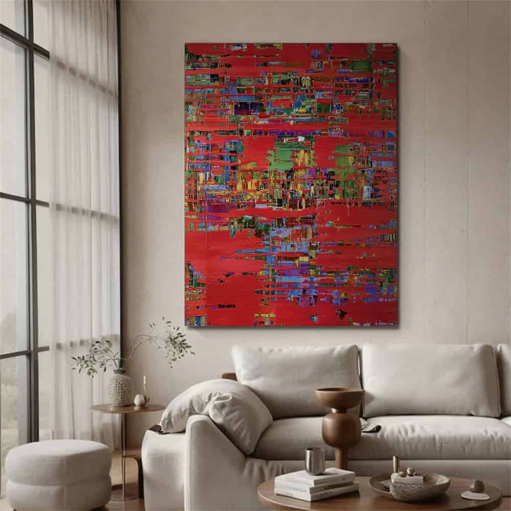 COLOR ABSTRACT ART "CRIMSON MATRIX"
