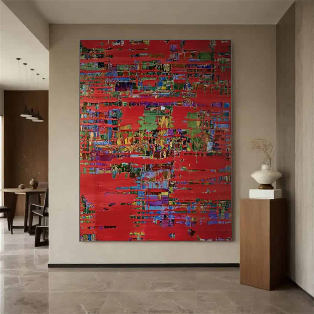 COLOR ABSTRACT ART "CRIMSON MATRIX"