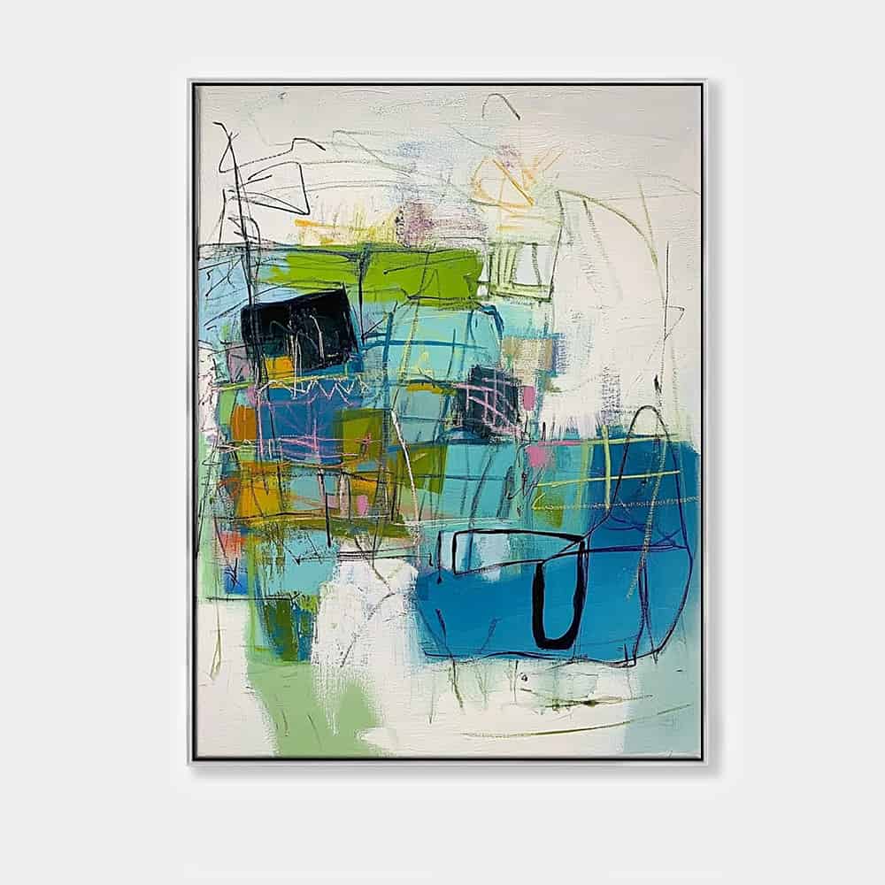 COLOR ABSTRACT ART "PLAYFUL BLUEPRINT"