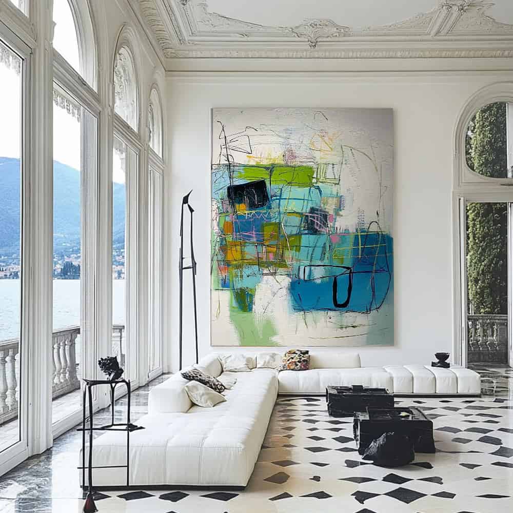 COLOR ABSTRACT ART "PLAYFUL BLUEPRINT"