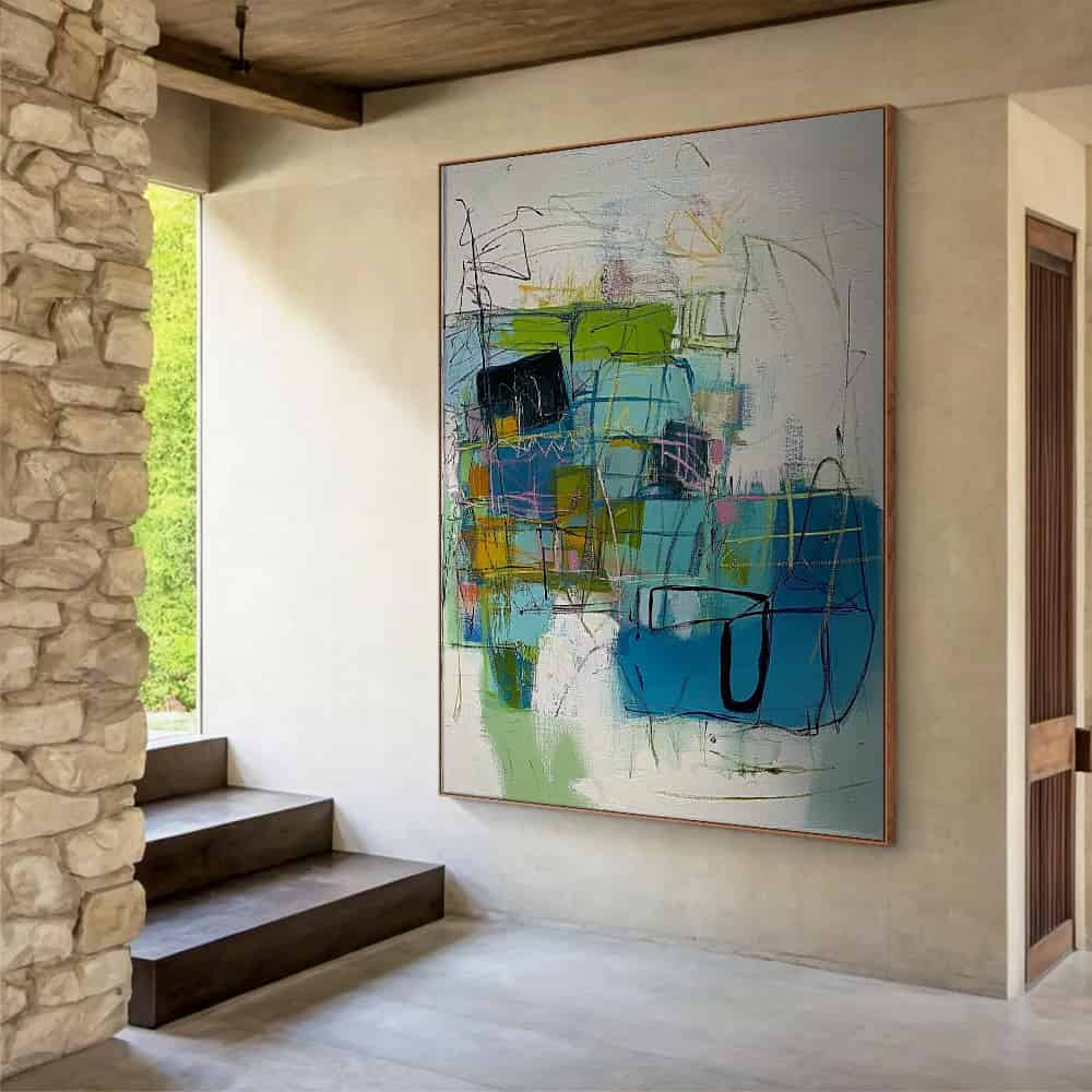 COLOR ABSTRACT ART "PLAYFUL BLUEPRINT"