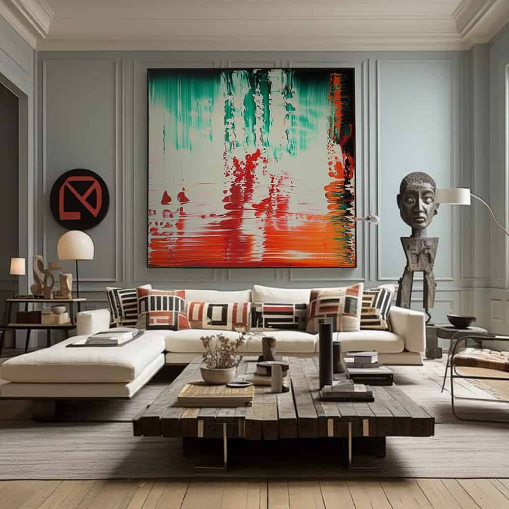 COLOR ABSTRACT ART "VERMILION REFLECTION"