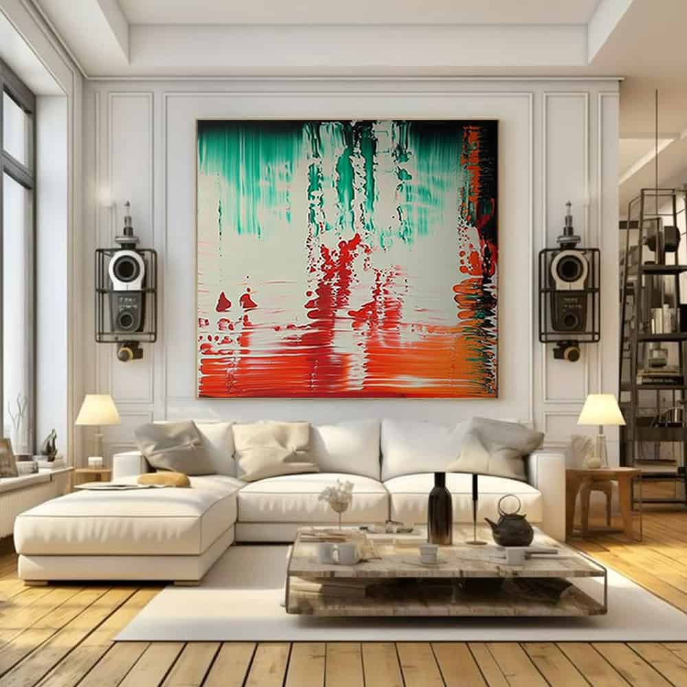 COLOR ABSTRACT ART "VERMILION REFLECTION"